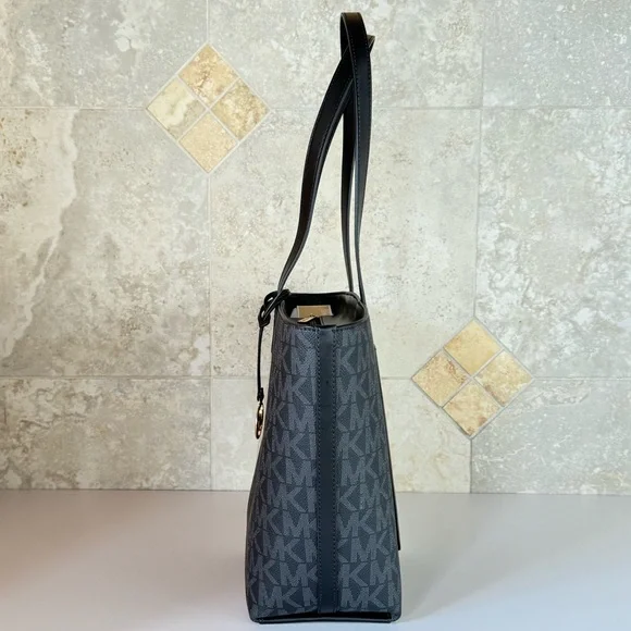 Michael Kors Jet Set Travel Medium Zip Top Shoulder Tote Bag MK Black Multi